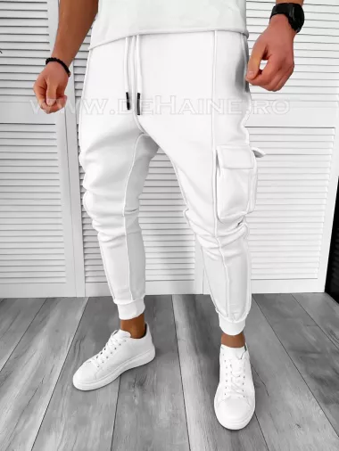 Trening barbati pantaloni + hanorac alb K156 56-1